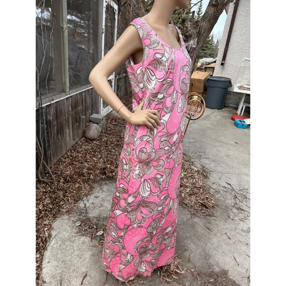 1960s Pink Floral Maxi Dress Evening Gown Creation A La Mode de Paris by Hero Mo - Picture 8 of 9